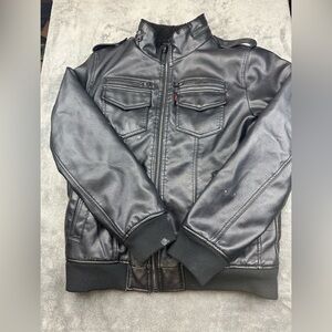 Levi's Faux Leather Sherpa Aviator Bomber Jacket Black mens sizes medium